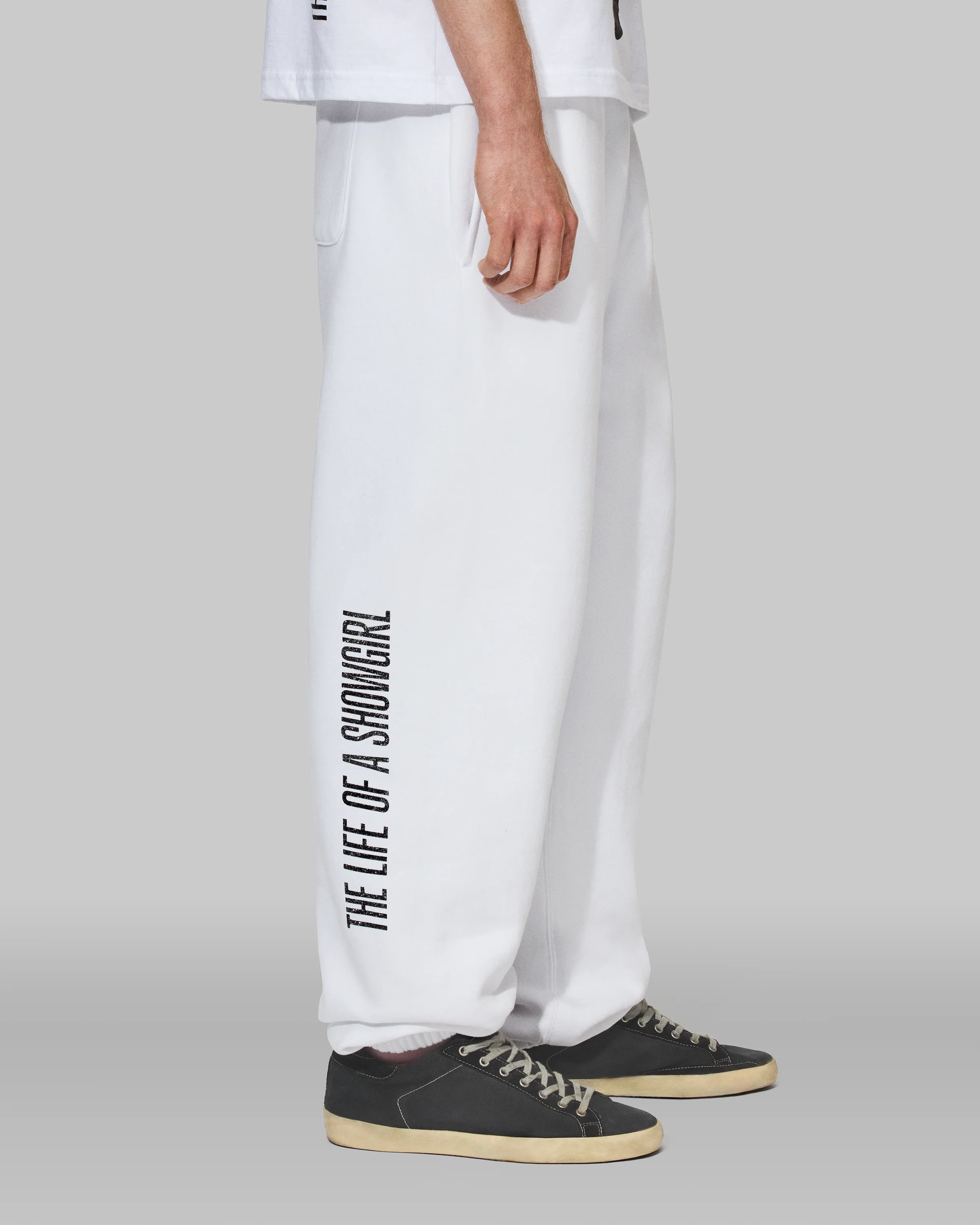 The Life of a Showgirl Shiny Bug White Sweatpants - Image 4
