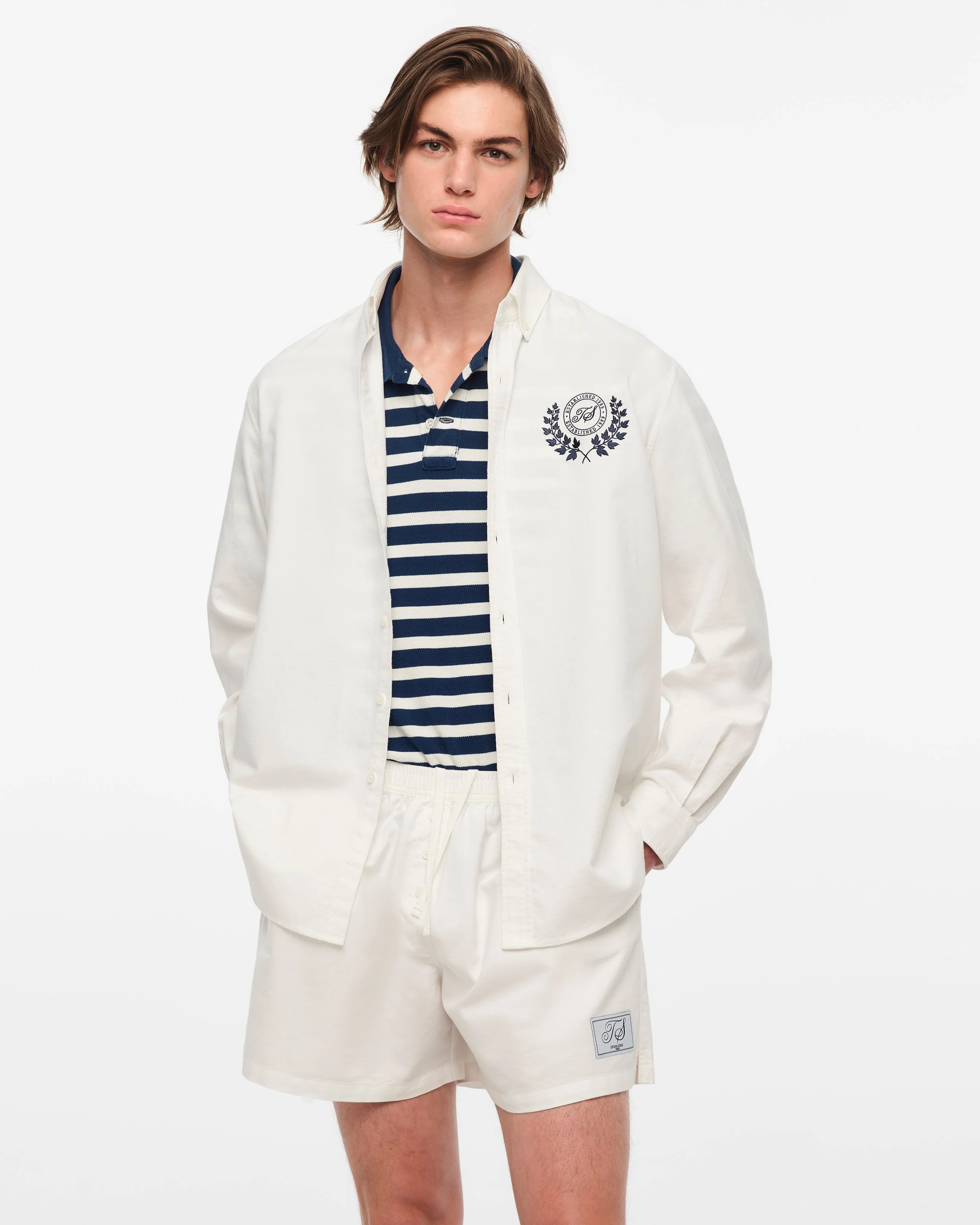 TS Crest White Oxford Shirt - Image 8