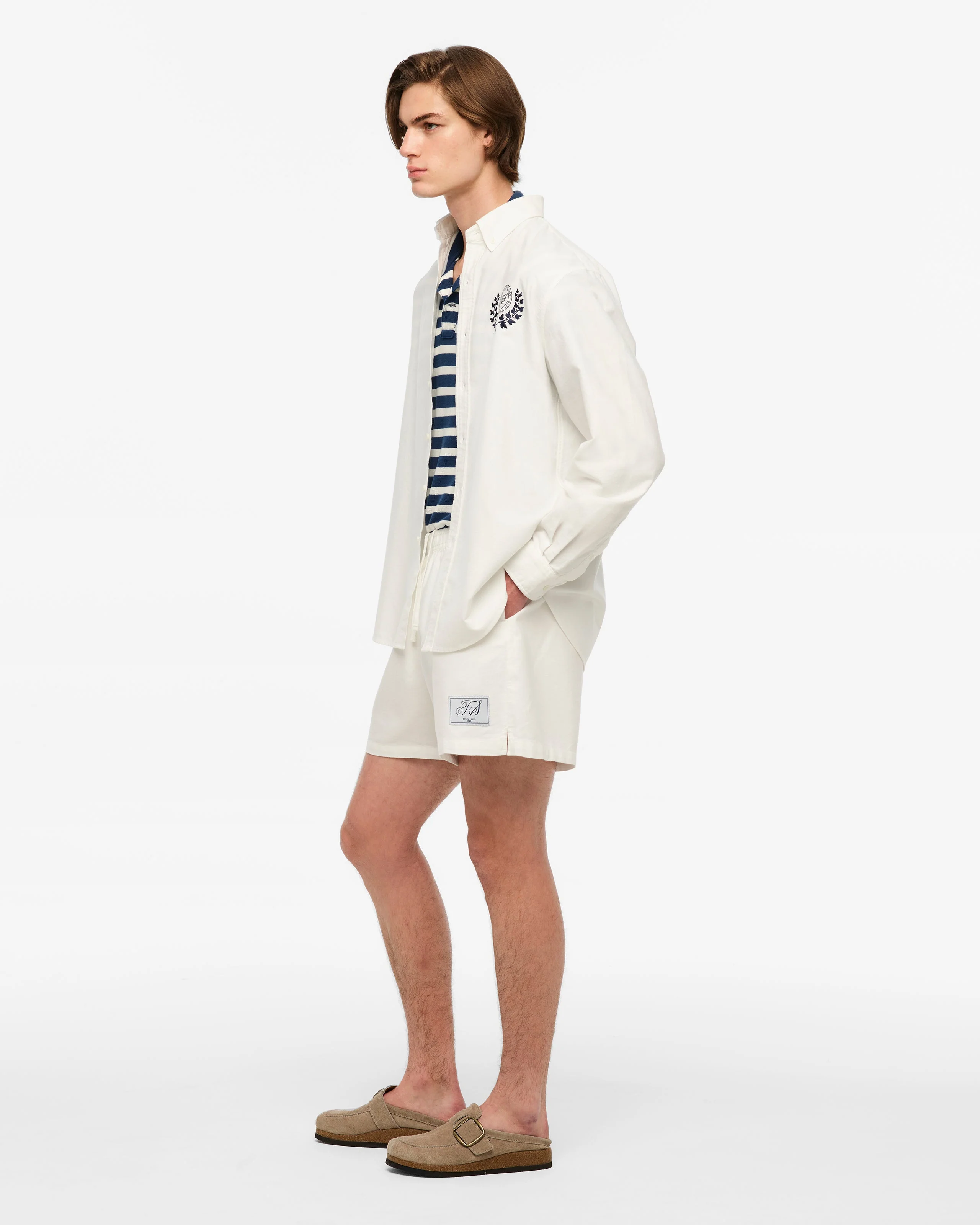 TS Crest White Oxford Shorts - Image 4