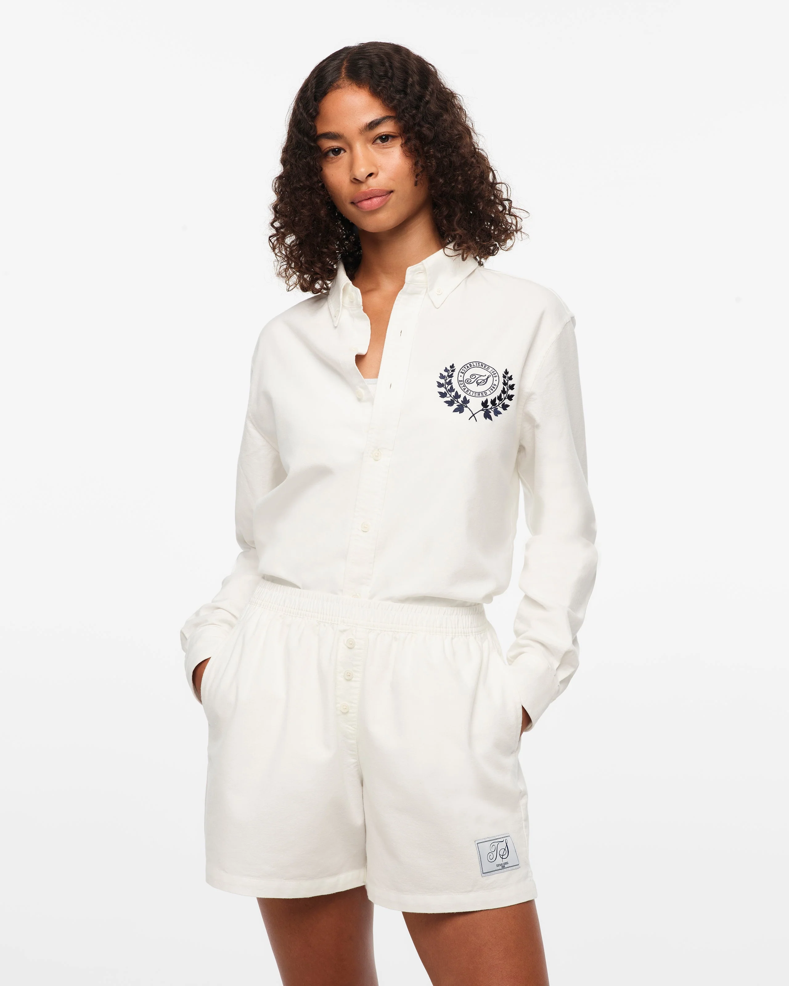 TS Crest White Oxford Shorts - Image 6