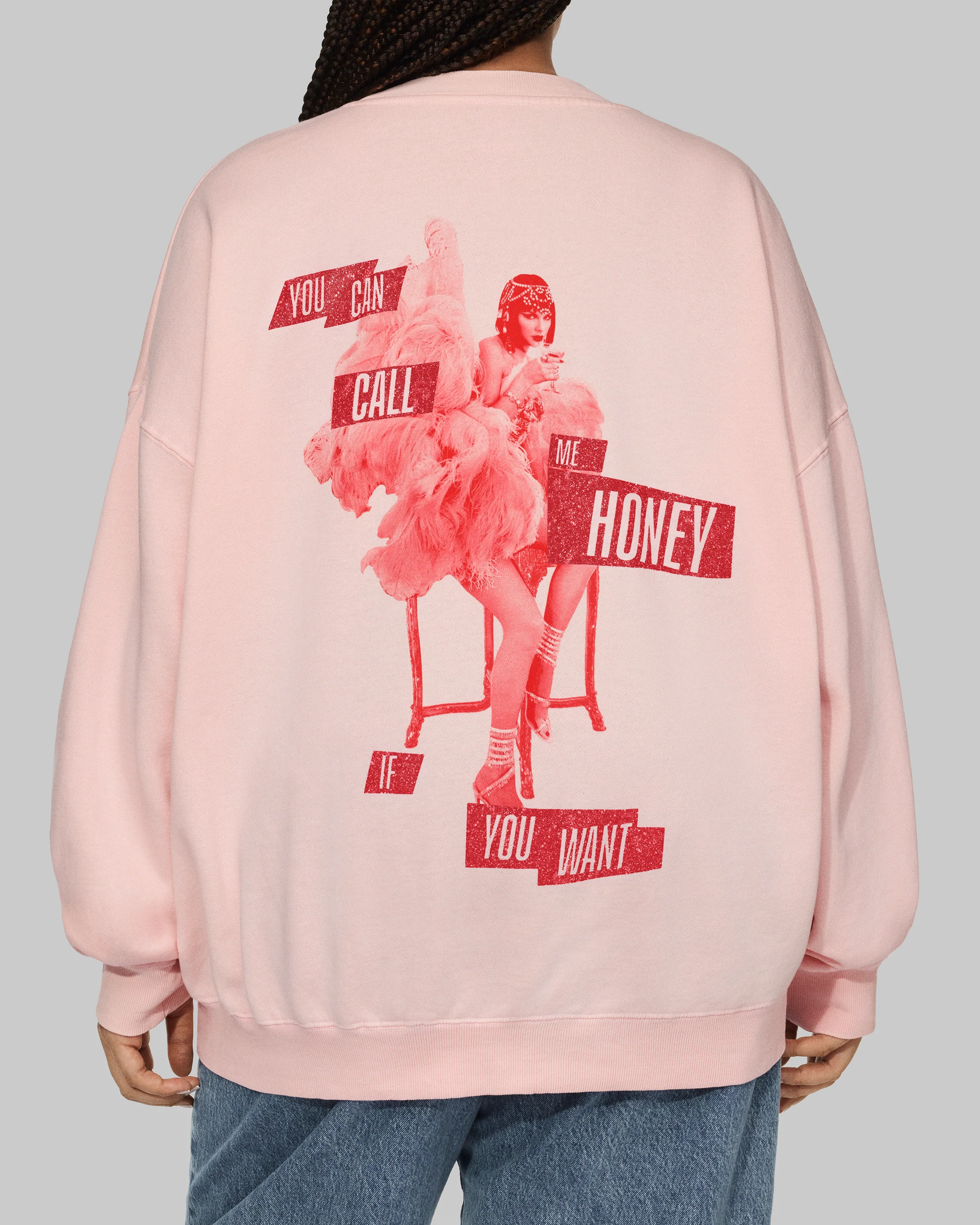 You Can Call Me Honey If You Want Pink Crewneck Sweatshirt - Image 4